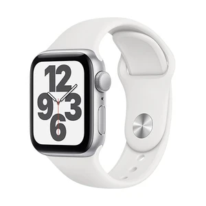 Apple Watch SE GPS, 44mm Silver Aluminium Case with White Sport Band - Regular