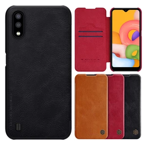 NILLKIN Bumper Flip Shockproof with Card Slot Full Cover PU Leather Protective Case for Samsung Galaxy A01 2020