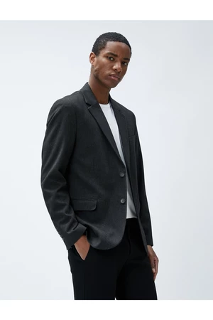 Koton Blazer Jacket with Buttons, Stitching Detailed, Pockets and Slim Fit.