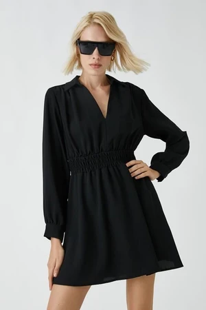 Koton Women's Shirt Collar Mini Dress