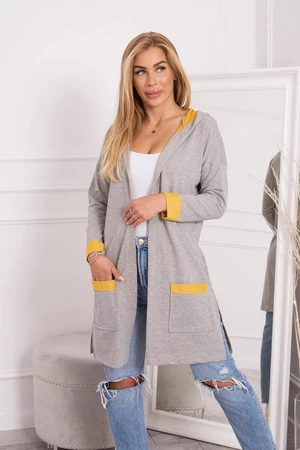 Two-tone cape with hood mustard+grey