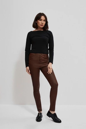 Viscose narrow trousers - brown