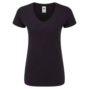 Czarna koszulka damska Iconic Vneck Fruit of the Loom