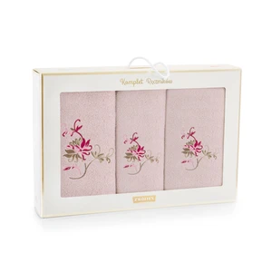 Zwoltex Unisex's Towel Set Aster Pink/ Flowers