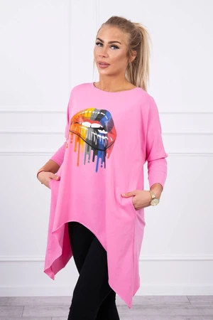 Oversize rainbow lip blouse light pink