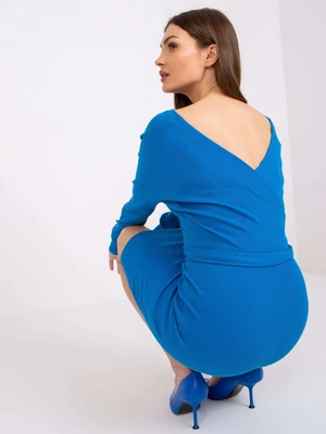 Dark blue V-neck dress by Dolce RUE PARIS
