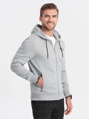 Ombre Men's unbuttoned hooded sweatshirt - grey melange