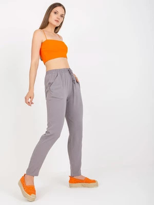 Light grey straight trousers made of summer fabric SUBLEVEL