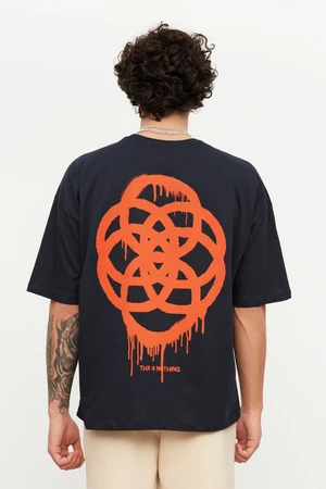 Trendyol T-Shirt - Navy blue - Oversize