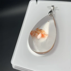 Rare Real Lava Minerals Multi-inclusions Crystal Pendant Necklace Women Fire Quartz Water Drop Bead Red Limonite Phantom Quartz
