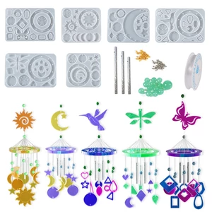 DIY Crystal Epoxy Resin Mold Sun Star Moon Manual Wind Chime Butterfly Mold Material Kit Silicone Mold For Resin Home Decoration