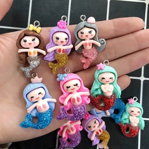 10pcs Cute Resin Mermaid Earring Charms Kawaii Flatback Animal Earrings Keychain Necklace Pendants DIY Jewelry Accessory D90
