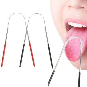 1PCS Stainless Steel Tongue Scraper Oral Tongue Cleaner Brush Tongue Toothbrush Oral Hygiene Cleaner Tool