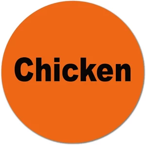 Round Fluorescent Orange Chicken Stickers 1 Inch - 500 Pcs Per Roll Food Stickers Chicken Retail Package Adhesive Labels