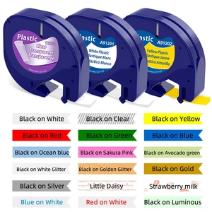 91201 12267 Compatible for Dymo Letratag Cartridge 12mm Plastic Label Tape White for Dymo LetraTag LT-100H Labelmaker 200B QX50