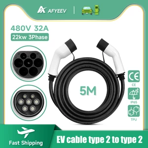 EV charging cable Electric car charger 32A three-phase 22kw IEC 62196 32A EVSE kit EV cable type 2 to type 2
