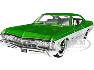 1967 Chevrolet Impala SS Green Metallic and White with White Interior "Bigtime Muscle" Series 1/24 Diecast Model Car by Jada