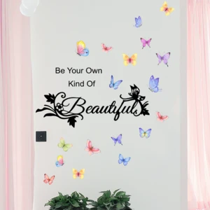 English Be Your Proverbs Butterfly Stickers Living Room Bedroom Wall Corridor Porch Background Decoration Self-adhesive Sticker