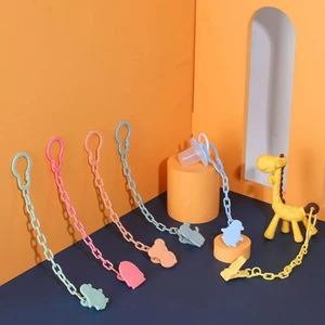 Chewing Toys Baby Chewing Pacifier Clip Cartoon Wooden Bracket Silicone Bead Pacifier Chain Pacifier Clip Chain Beech Wood Chain