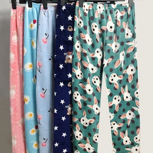 Velvet Women's Sleeping Pants Winter Padded Thickened Facecloth Loose Printing Large Cartoon Warm Casual Pants Homewear Women