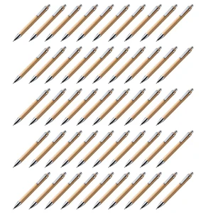 50Pcs/Lot Bamboo Ballpoint Pen Stylus Contact Pen Office & School Supplies Pens & Writing Supplies Gifts With Blue Ink