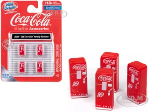 1950s "Coca-Cola" Vending Machines Set of 4 pieces "Mini Metals" Series for 1/87 (HO) Scale Models by Classic Metal Works