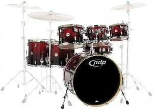 PDP by DW Concept Shell Pack 7 pcs 22" Red To Black Fade Akustická bicia súprava