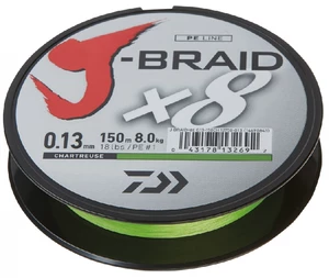 Daiwa splietaná šnúra j-braid chartreuse 300 m-priemer  0,20 mm / nosnosť 13 kg