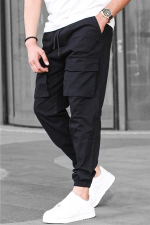 Madmext Black Men's Cargo Pocket Jogger Pants 6812