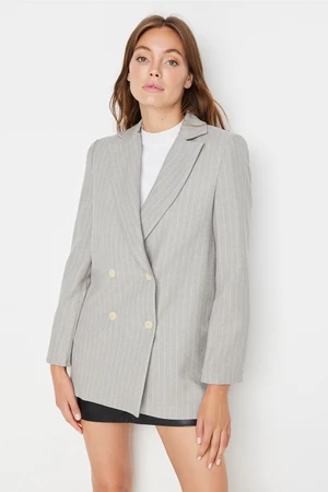 Trendyol Gray Regular Lined Double Breasted Closure Woven Blazer Jacket