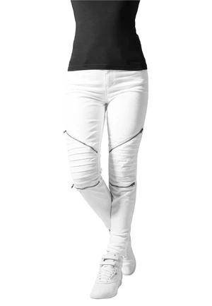 Women's stretch biker trousers white