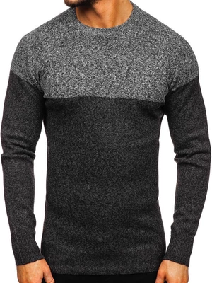 Elegant men's sweater H1809 - dark grey,