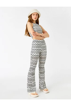 Koton Wide Leg Pants with Patterned High Waist