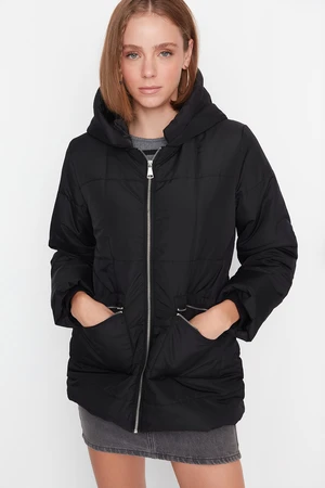 Trendyol Black Oversize Hooded Puffy Coat