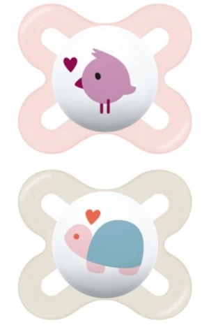 Ortodontický silikonový dudlík MAM, Start Girl 0-2 m, smetanová/růžová, 2 ks