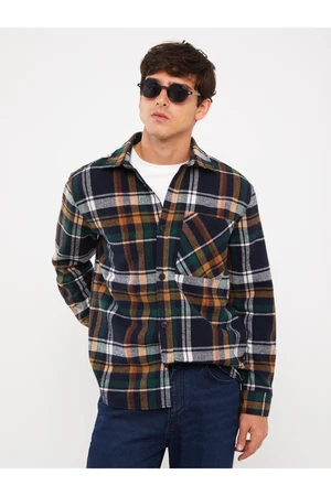 LC Waikiki Long Sleeved Plaid Men's Lumberjack Shirt Jacket with a Regular Fit