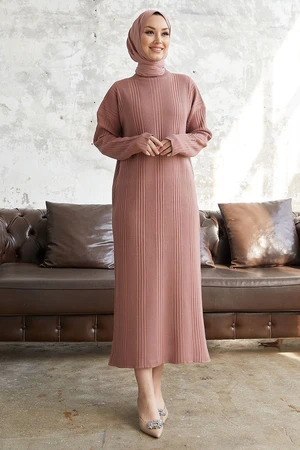 InStyle Arissa Turtleneck Long Knitwear Dress - Dried Rose