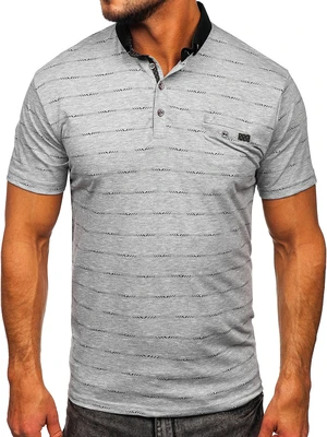 Tricou polo gri cu imprimeu Bolf 192472