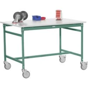 Manuflex BB4085.0001 Servírovací stolek základní mobilně se multiplex deska ve šedozelená HF 0001, Šxhxv: 2000 x 800 x 850 mm