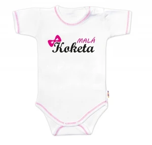 Body krátký rukáv s vtipným textem Baby Nellys, Malá Koketa, holka, vel. 74 (6-9m)