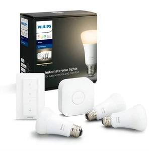 Štartovacia sada Philips Hue Bluetooth 9W, E27, White (3ks) + Switch, Bridge (8718696785232) LED žiarovka • spotreba 9 W • pätica E27 • teplé biele sv