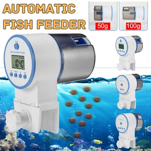 Automatic Aquarium Automatic Fish Feeder LCD Display Large Capacity Feed Bin