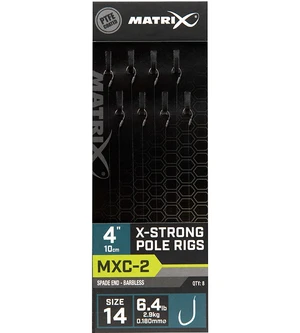 Matrix návazec mxc-2 x-strong pole rig barbless 10 cm - size 14 0,18 mm