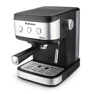Espresso Rohnson R-987 čierne/strieborné pákové espresso • tlak čerpadla 20 bar • parná tryska • ohrev vody • nahrievanie šálok • pripravíte espresso,