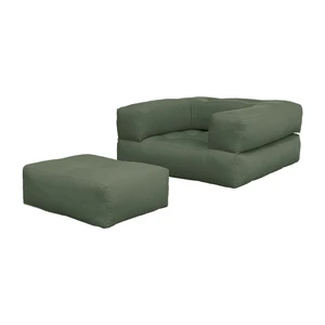 Rozkladacie kreslo so zeleným poťahom Karup Design Cube Olive Green