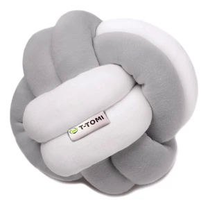 Sivo-biela bavlnená pletená lopta T-TOMI, ø 20 cm