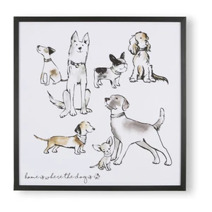 Nástenný plagát v ráme Art for the home Home Is Where The Dog Is, 50 x 50 cm