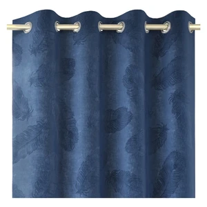 Modrý záves so zamatovým povrchom AmeliaHome Peacock, 140 x 250 cm