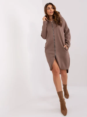 Brown long sweatshirt with pockets