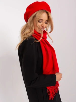 Red knitted women's beret